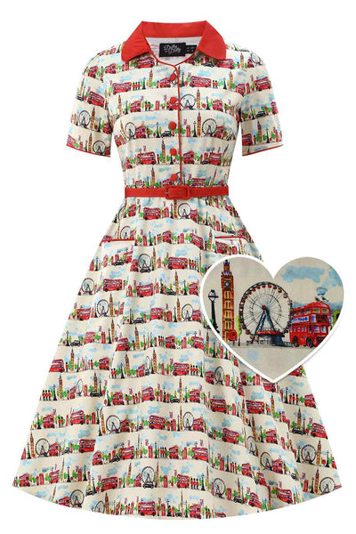 Front view of London Midi Shirt Dress In White