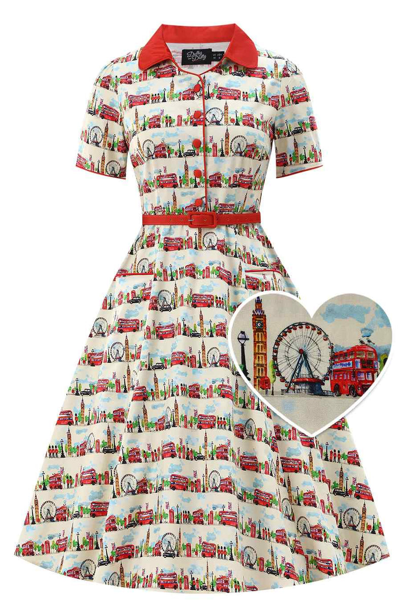 Front view of London Midi Shirt Dress In White