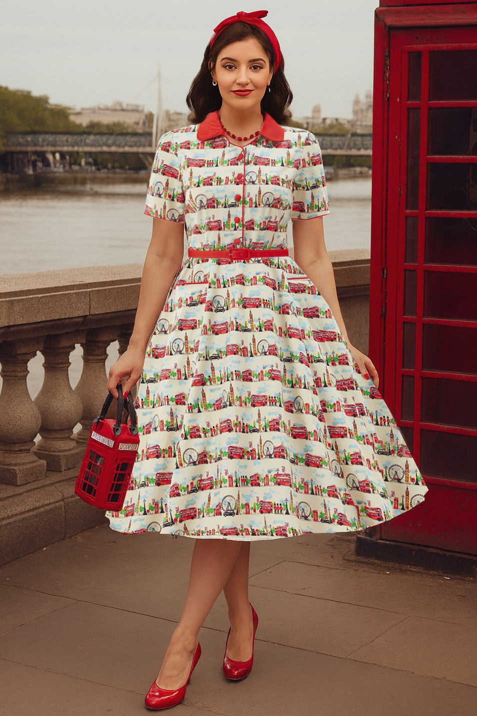 A model wearing a Mabel London Midi Shirt Dress In White