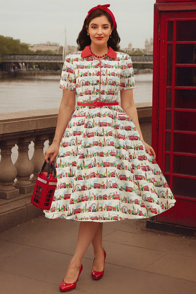 A model wearing a Mabel London Midi Shirt Dress In White