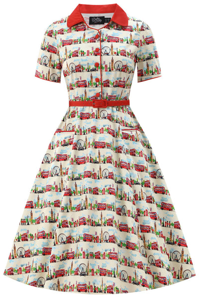 Front view of Mabel London Midi Shirt Dress In White