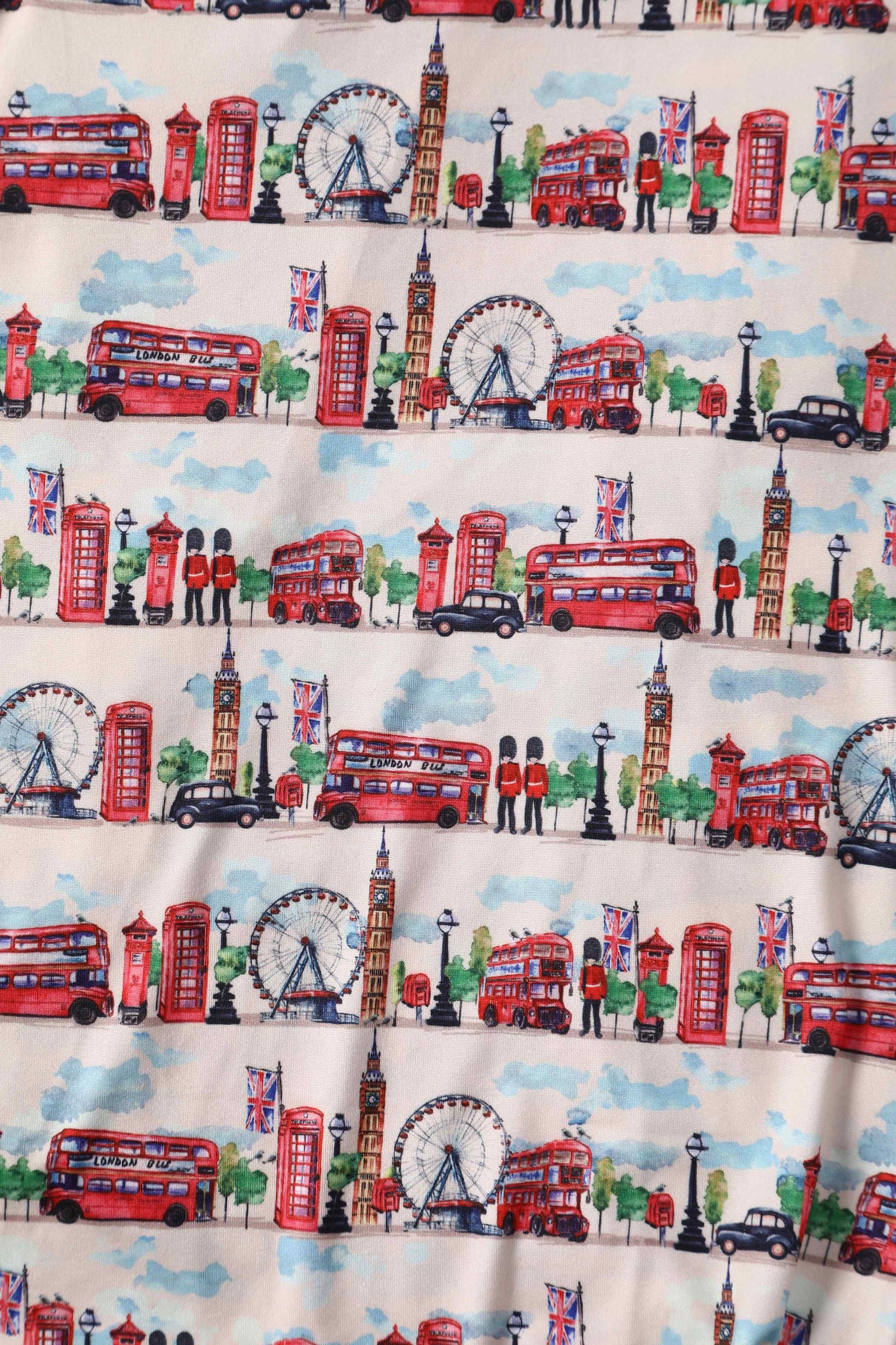 Close up view of London Print Wrap Dress
