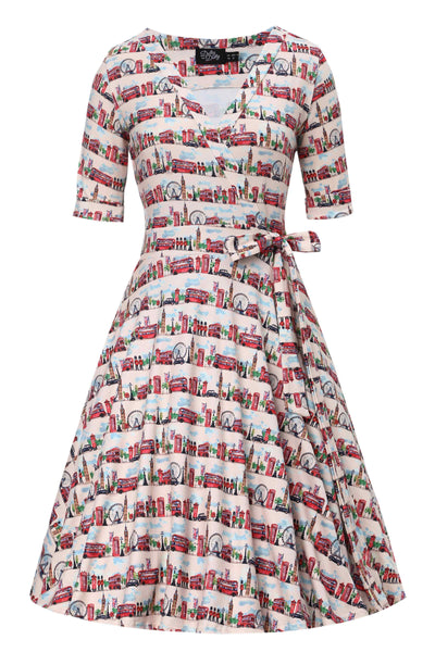 Front view of A model wearing a Matilda London Print Wrap Dress