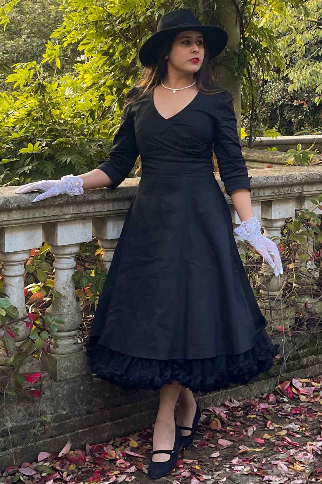 Long 50's Swing Dresses Katherine Long Sleeve 50s Style Swing Dress In All Black Long 50's Swing Dresses Katherine Long Sleeve 50s Style Swing Dress In All Black