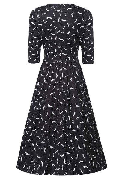  Long Sleeved Black Bat Dress