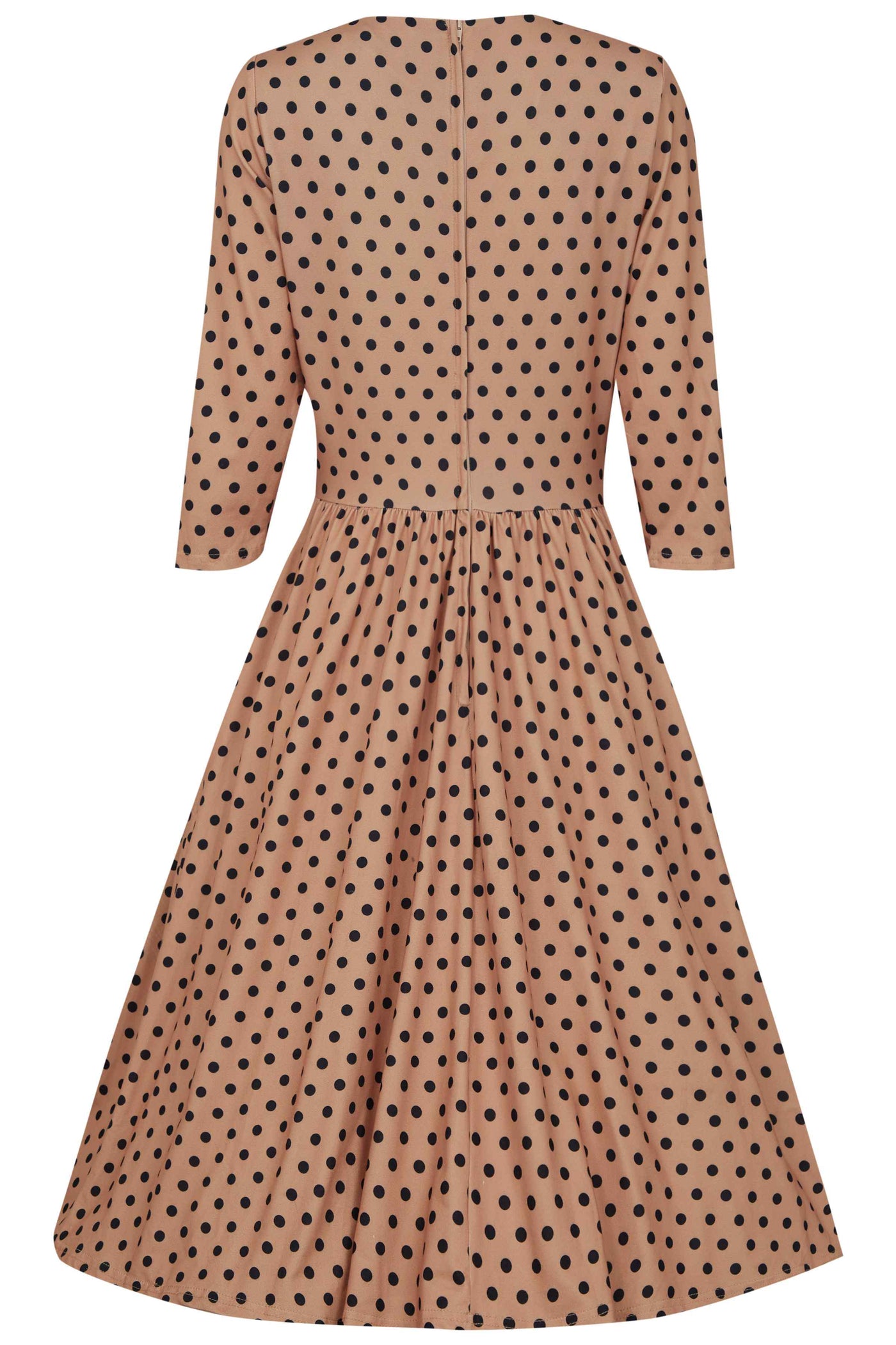 Long Sleeved Brown Polka Dot Dress
