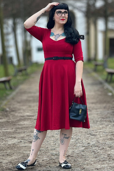 Long Sleeved Burgundy Midi Dress