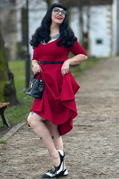 Long Sleeved Burgundy Midi Dress