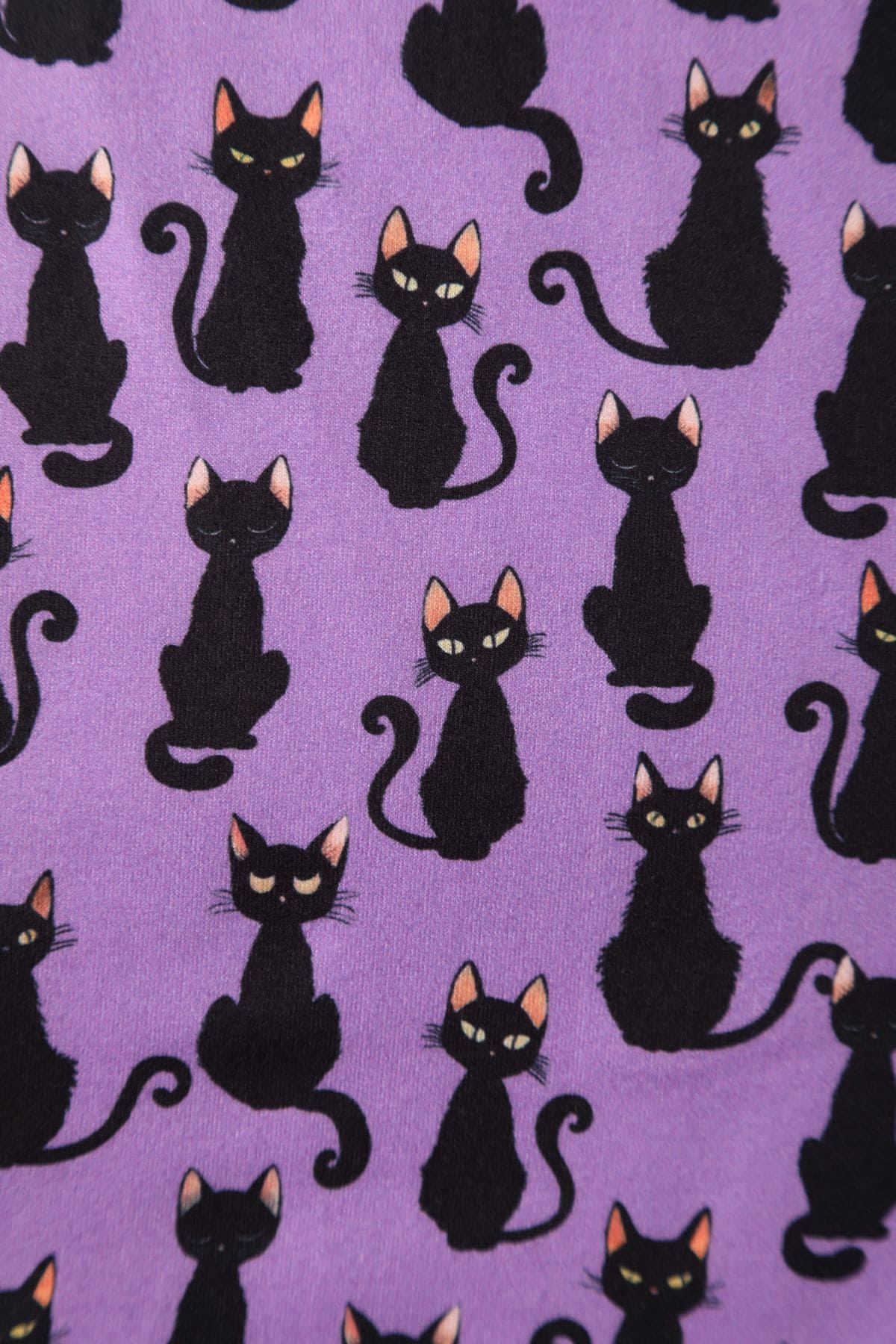 Long Sleeved Purple Black Cat Dress