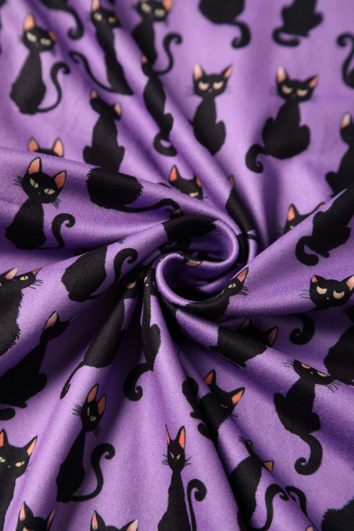 Long Sleeved Purple Black Cat Dress