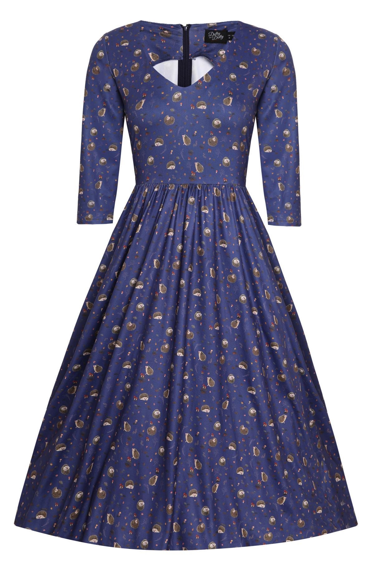 Front view of Long Sleeved Purple Hedgehog Dress