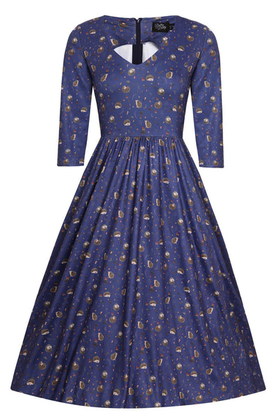 Front view of Long Sleeved Purple Hedgehog Dress