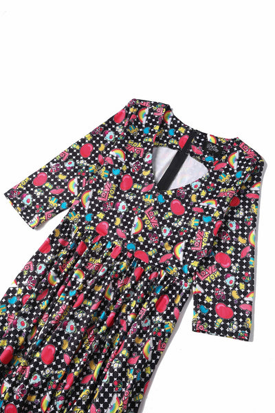 Long Sleeved Retro Pop Art Dress