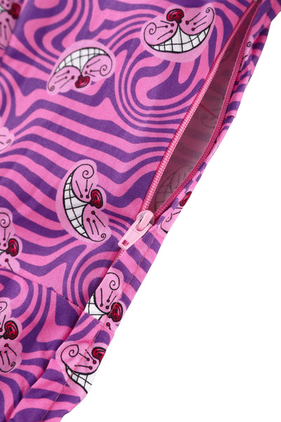 Zipper of Mabel Cheshire Cat Smile Midi Shirt Dress