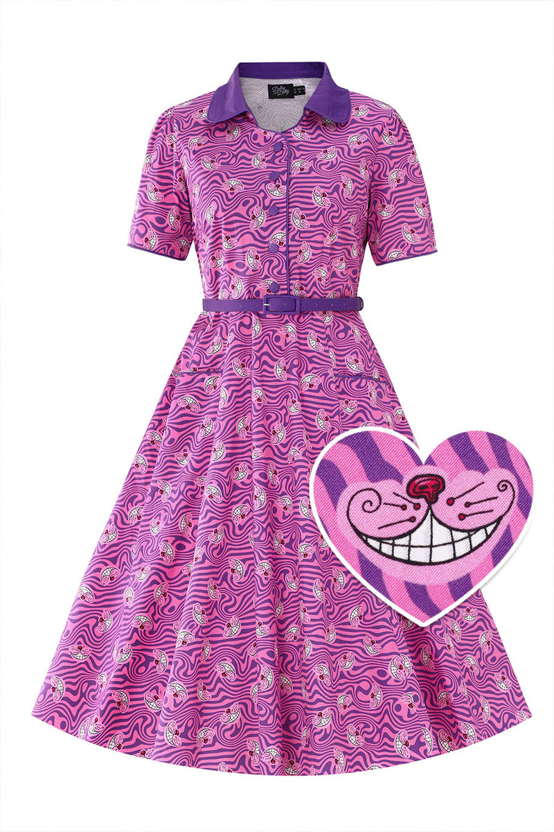 Mabel Cheshire Cat Smile Midi Shirt Dress