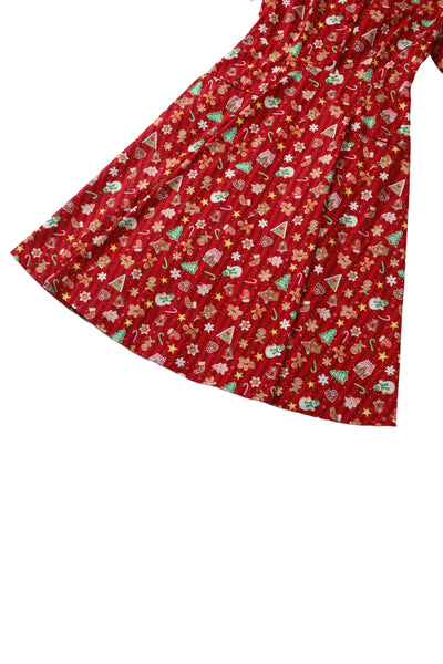 Close up view of Mabel Christmas Gingerbread Cookie Shirt Dress