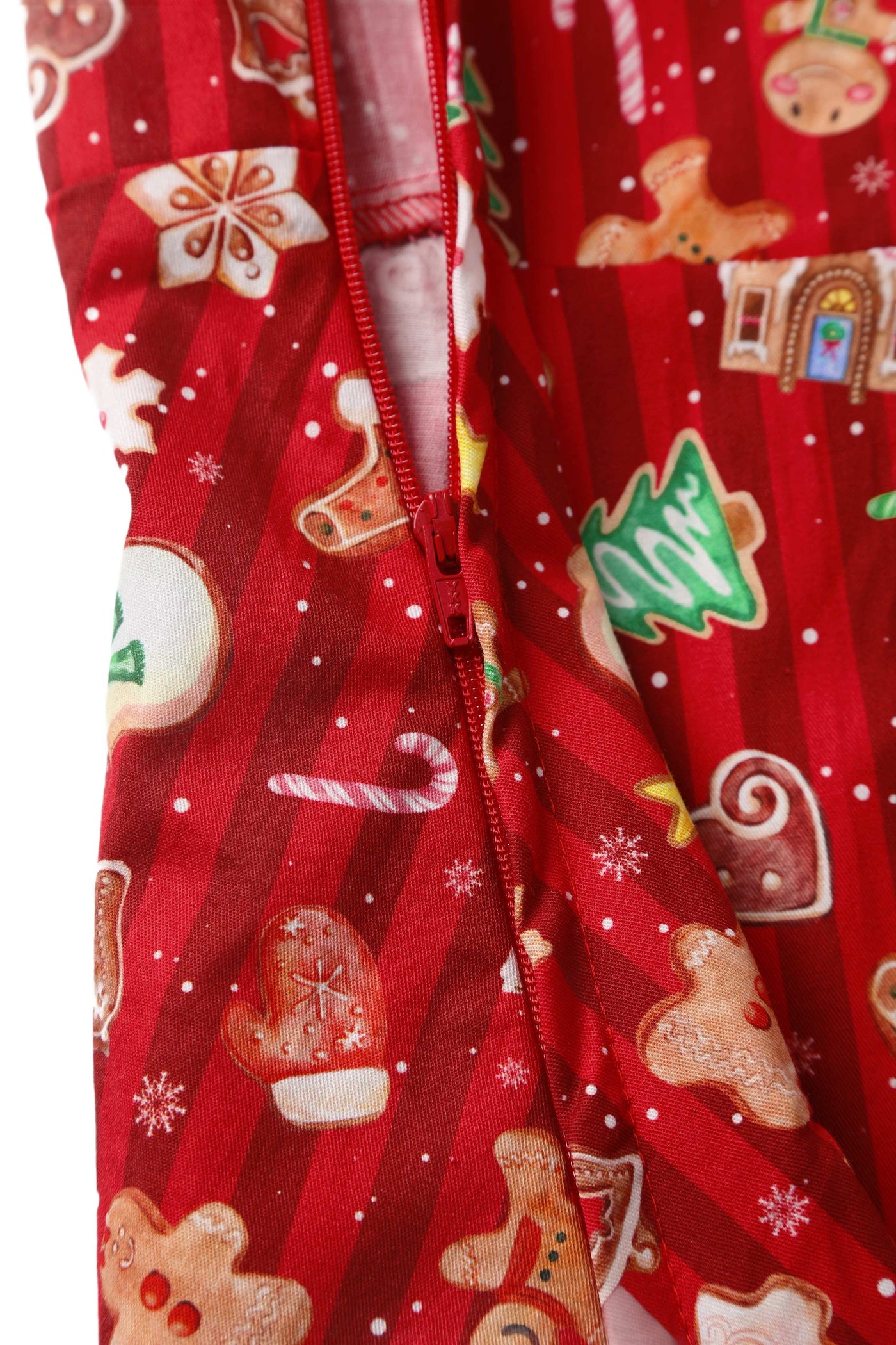 Zipper of Mabel Christmas Gingerbread Cookie Shirt Dress