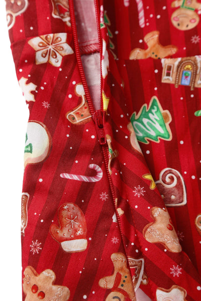 Zipper of Mabel Christmas Gingerbread Cookie Shirt Dress