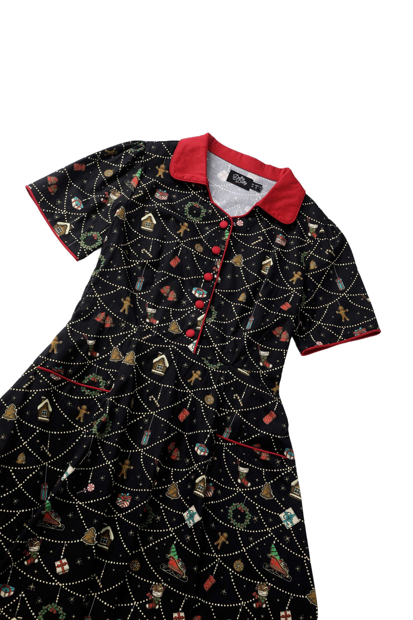 Close up view of Mabel Christmas Ornament Shirt Dress