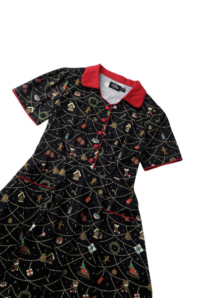 Close up view of Mabel Christmas Ornament Shirt Dress