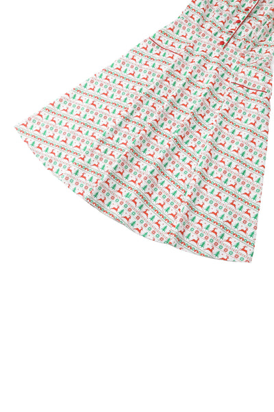 Close up view of Mabel Christmas Reindeer Shirt Dress