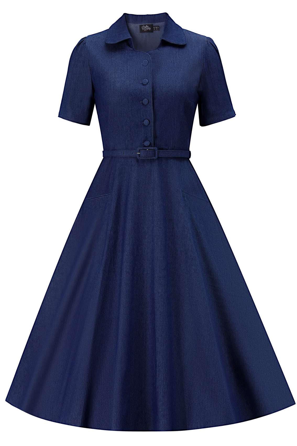 Front view of Mabel Denim Midi Shirt Dress