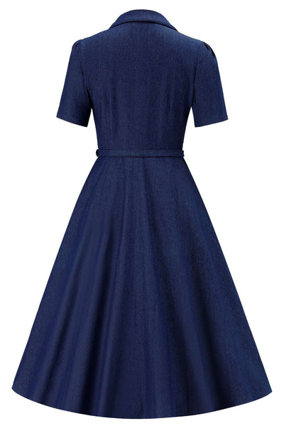 Back view of Mabel Denim Midi Shirt Dress