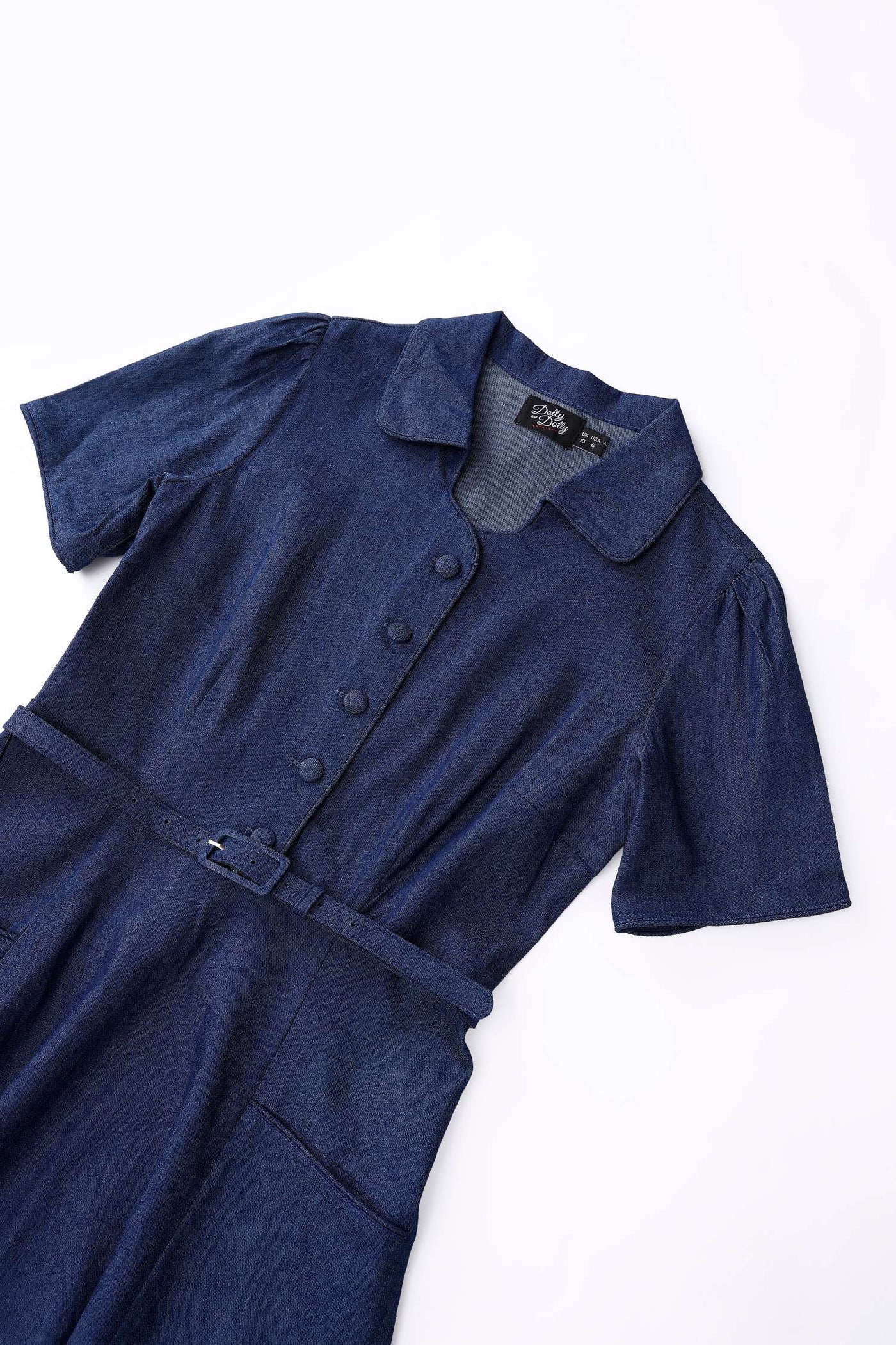 Close up view of Mabel Denim Midi Shirt Dress