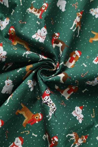 Fabric of Mabel Dog At Christmas Shirt Dress