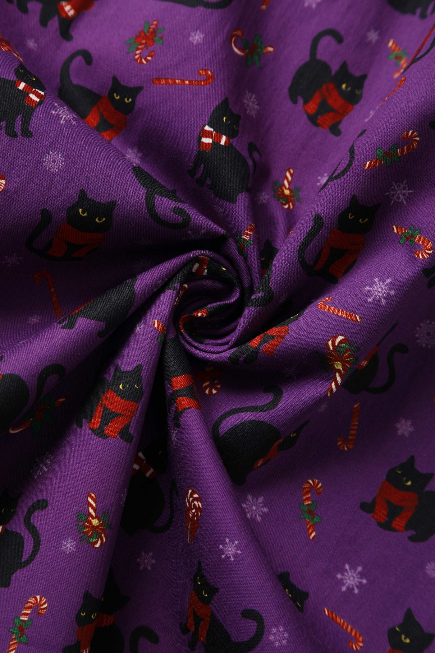 Fabric of Mabel Festive Cat Shirt Dress In Purple