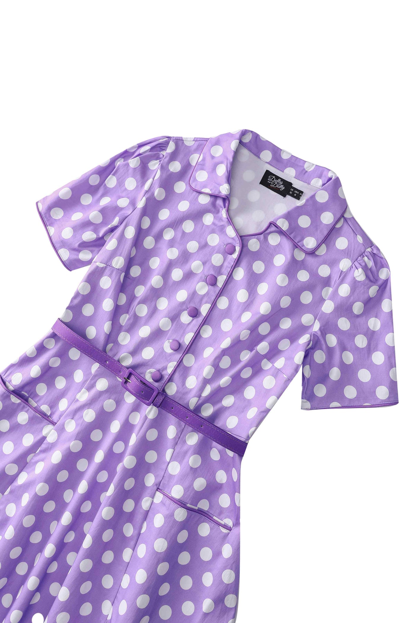 Mabel Lilac Polka Dot Midi Shirt Dress