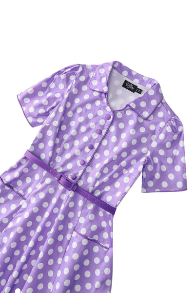 Mabel Lilac Polka Dot Midi Shirt Dress