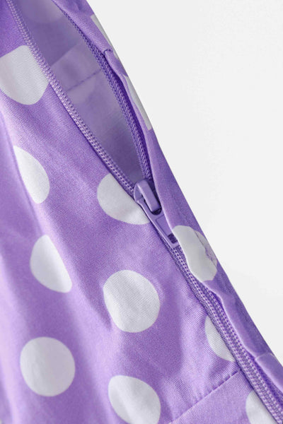 Zipper of Mabel Lilac Polka Dot Midi Shirt Dress