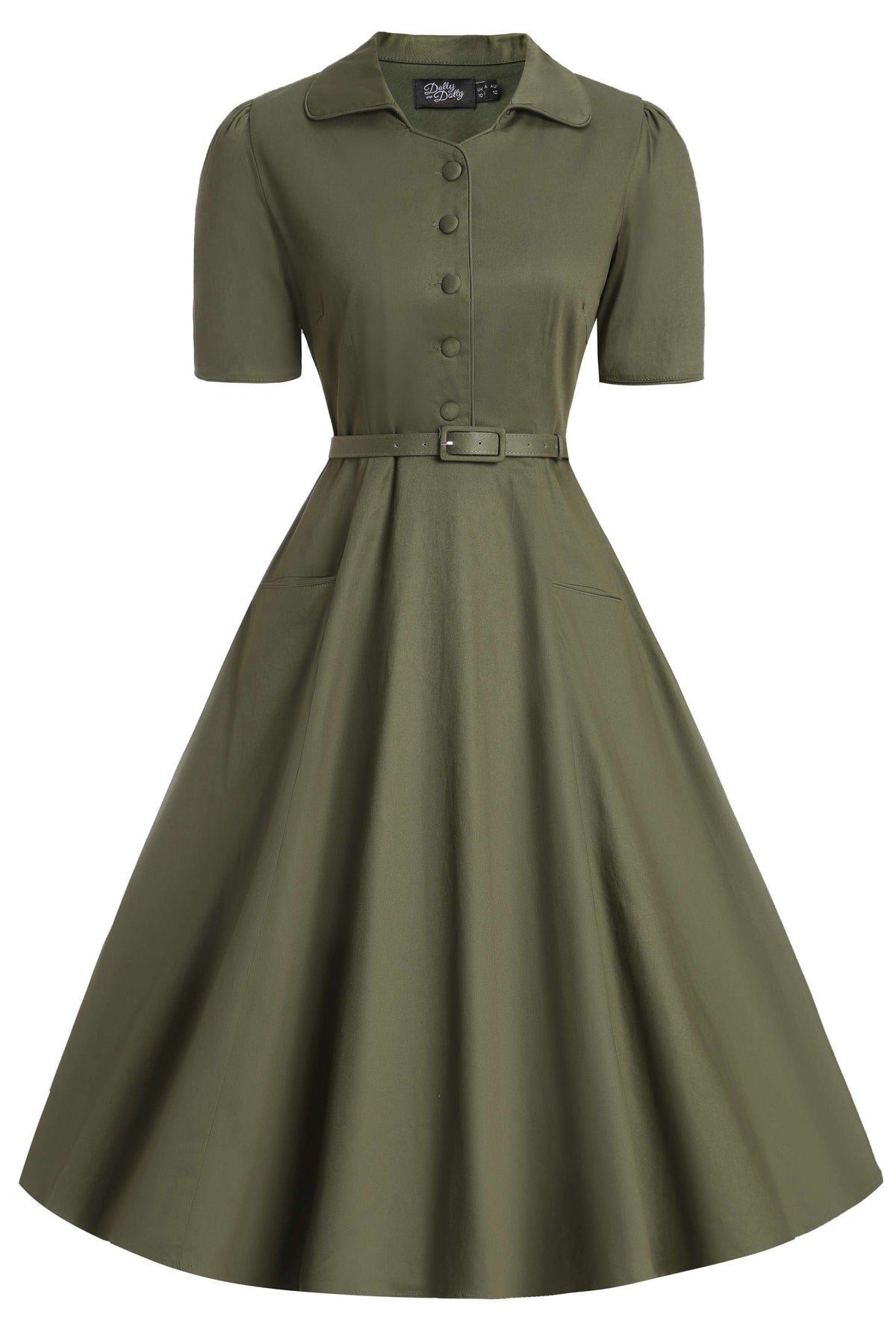 Mabel Olive Green Midi Shirt Dress