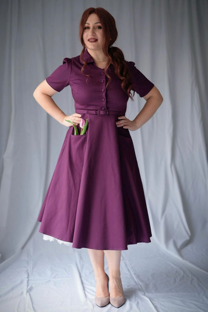 purple midi shirt dress YOURS Plus Size Berry Purple Midi Shirt Dress