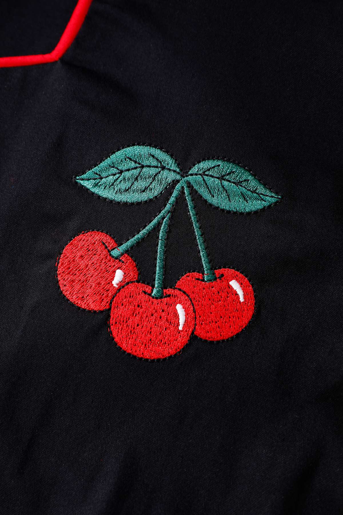 Cherry Embroidery of Mabel Rockabilly Midi Shirt Dress