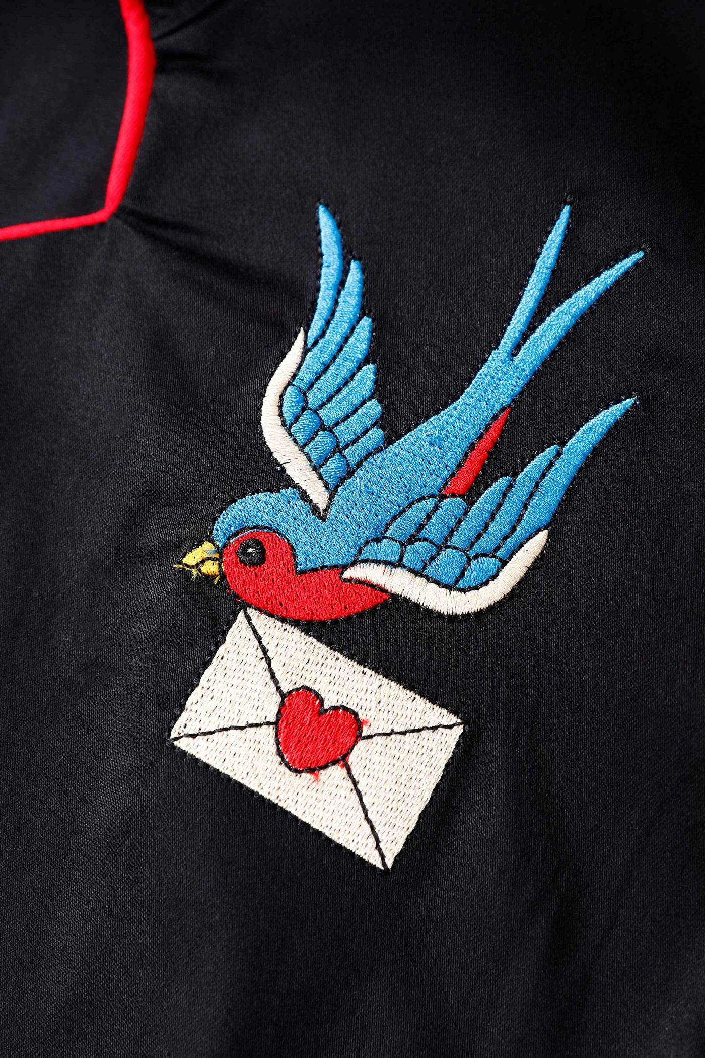 Pettern of Mabel Rockabilly Midi Shirt Dress With Swallow Embroidery