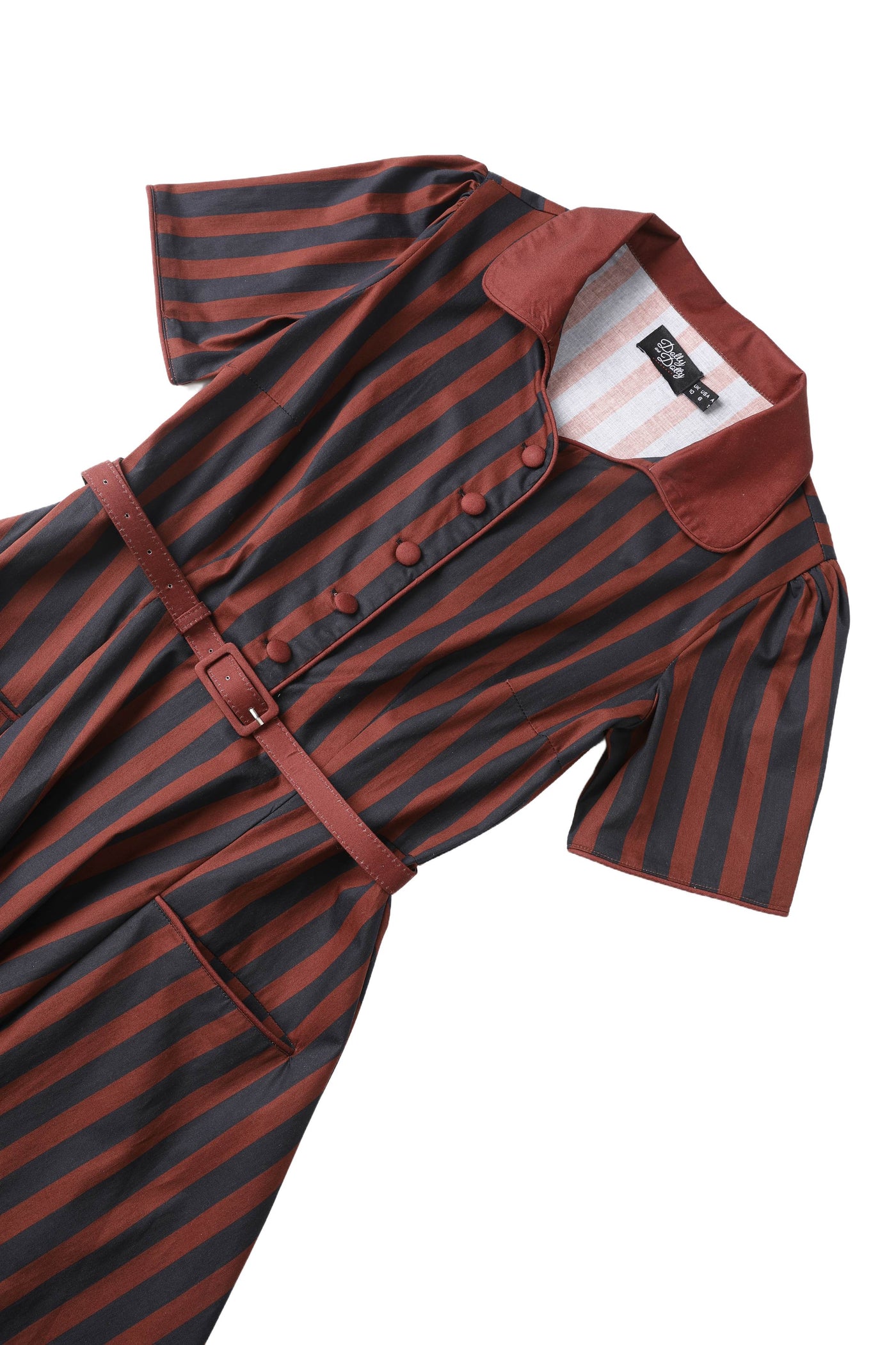 Mabel Striped Shirt Dress In Burgundy | Midi Shirt Dress Mabel Striped Shirt Dress In Burgundy | Midi Shirt Dress