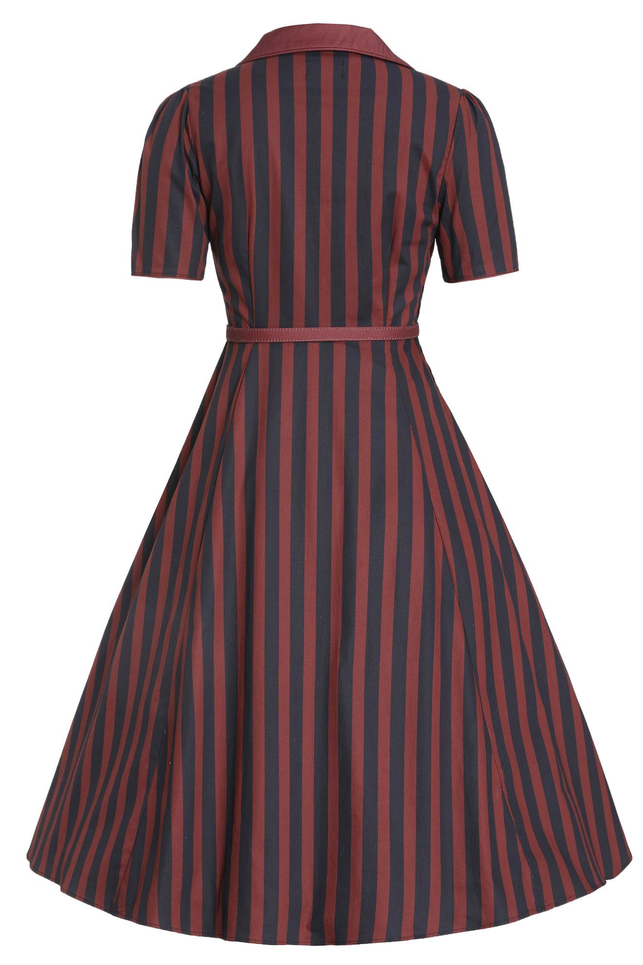 Mabel Striped Shirt Dress In Burgundy