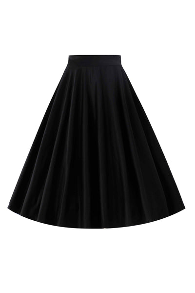 Front view of Maisie Black Full Circle Midi Skirt