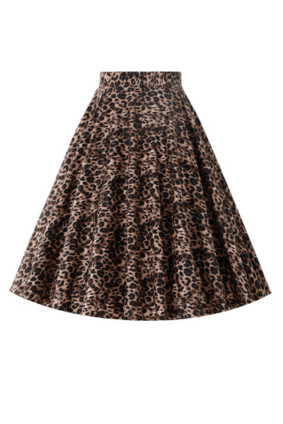 Back view of Maisie Leopard Print Full Circle Midi Skirt
