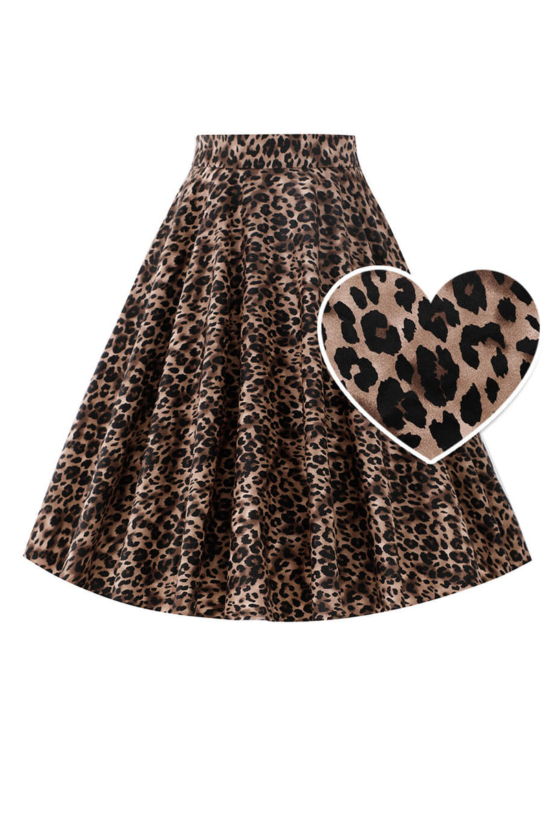 Front view of Maisie Leopard Print Full Circle Midi Skirt