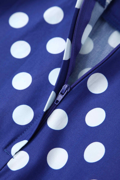 Zipper of Maisie Navy Polka Dot Full Circle Midi Skirt