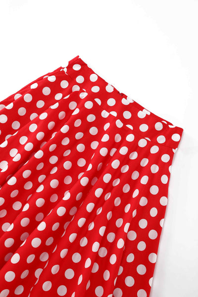 Waistband of Maisie Red Polka Dot Full Circle Midi Skirt