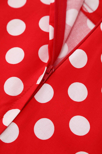 Zipper of Maisie Red Polka Dot Full Circle Midi Skirt