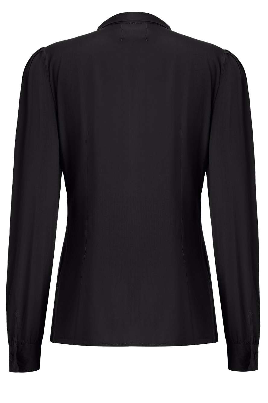 Back view of Margaret Long Sleeved Blouse In Black