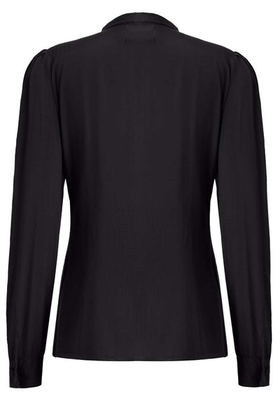 Back view of Margaret Long Sleeved Blouse In Black