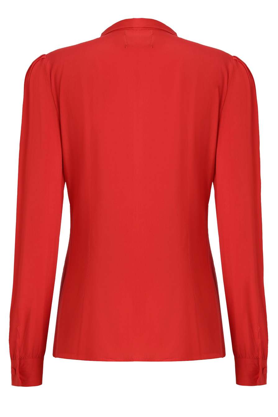 Back view of Margaret Long Sleeved Blouse In Red