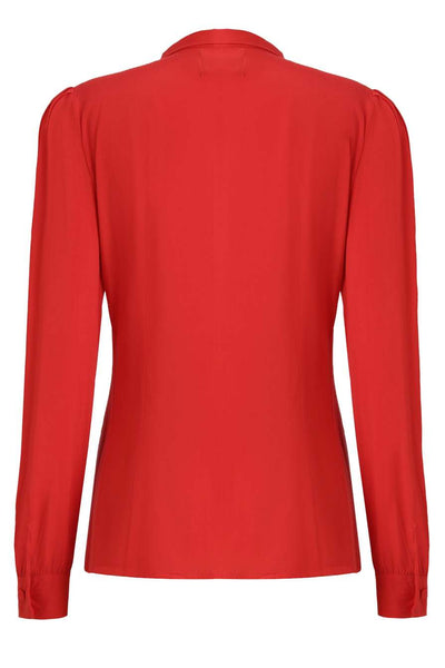 Back view of Margaret Long Sleeved Blouse In Red