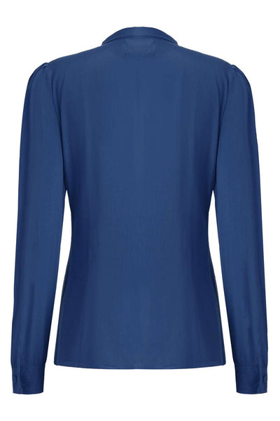 Back view of Margaret Long Sleeved Blouse In Royal Blue